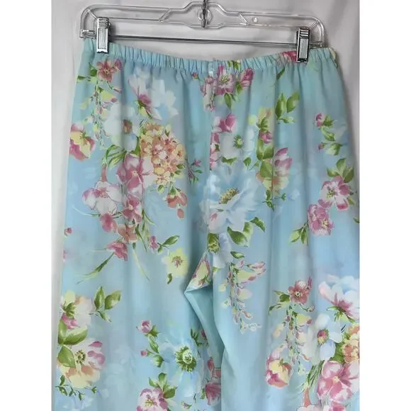 Oscar De La Renta Pink Label Women's Size Med Blue Floral Print Lounge Set - Picture 13 of 14